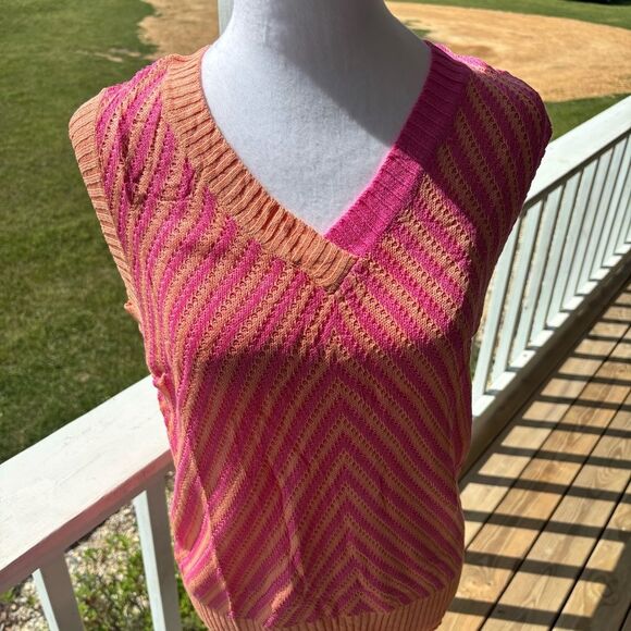 Pink and Tan Knit Vest - Picture 2 of 6